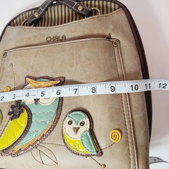 Chala Owl Convertible Backpack Tote – Earth Tones with Whimsical Charm - Picture 12 of 16
